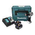 Makita DHP 484 RFJ W akumulatorowa wiertarka udarowa 18 V 54 Nm bezszczotkowa biała + 2x akumulator 3,0 Ah + ładowarka + Makpac