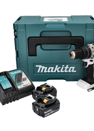 Makita DHP 484 RMJ W Akku Schlagbohrschrauber 18 V 54 Nm Brushless Weiß + 2x Akku 4,0 Ah + Ladegerät + Makpac