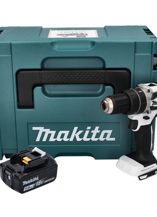 Makita DHP 484 T1J W akumulatorowa wiertarko-wkrętarka udarowa 18 V 54 Nm bezszczotkowa biała + 1x akumulator 5,0 Ah + Makpac - bez ładowarki