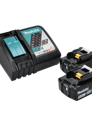 Makita DHP 484 RTJ W Perceuse-visseuse à percussion sans fil 18 V 54 Nm Brushless + 2x Batteries 5,0 Ah + Chargeur + Makpac