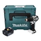 Makita DHP 484 G1J W Taladro percutor inalámbrico 18 V 54 Nm sin escobillas blanco + 1x batería 6,0 Ah + Makpac - sin cargador