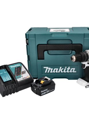 Makita DHP 484 RG1J W akumulatorowa wiertarko-wkrętarka udarowa 18 V 54 Nm bezszczotkowa biała + 1x akumulator 6,0 Ah + ładowarka + Makpac