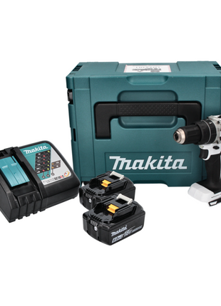 Makita DHP 484 RGJ W Perceuse-visseuse à percussion sans fil 18 V 54 Nm Brushless + 2x Batteries 6,0 Ah + Chargeur + Makpac