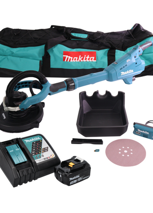 Makita DSL 800 RF1X Akku Langhalsschleifer 18 V 225 mm Brushless + 1x Akku 3,0 Ah + Ladegerät + Zubehör + Tasche