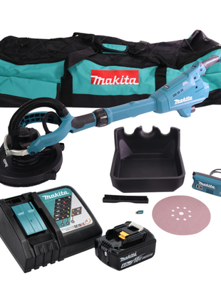 Makita DSL 800 RG1X ponceuse à long cou sans balais 18 V 225 mm + 1x batterie 6,0 Ah + chargeur + accessoires + sac