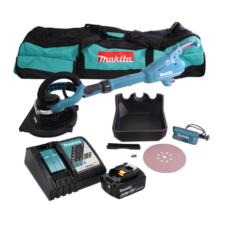 Makita DSL 800 RG1X Akku Langhalsschleifer 18 V 225 mm Brushless + 1x Akku 6,0 Ah + Ladegerät + Zubehör + Tasche