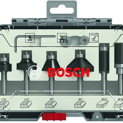 Bosch Rand- und Kantenfräser Set 6 tlg. 1/4" Schaft ( 2607017470 ) Trim & Edging Set für Oberfräsen - Toolbrothers