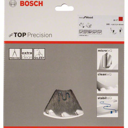Bosch Kreissägeblatt Top Precision Best for Wood 165 x 20 x 1,8 mm 20 Zähne ( 2608642385 ) - Toolbrothers
