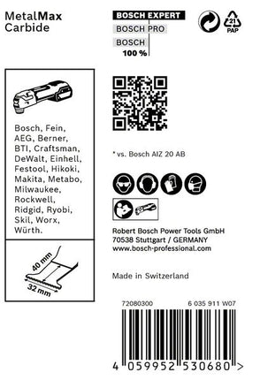 Bosch EXPERT AIZ 32 AIT brzeszczot do cięcia wgłębnego Starlock 32 x 40 mm 10 szt. ( 2608900016 ) do metalu Carbide MetalMax - następca 2608664473