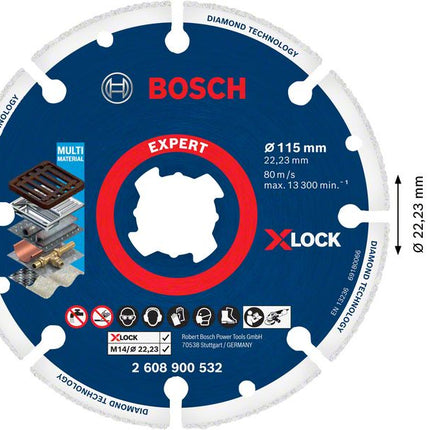 Bosch EXPERT Diamond Metal Wheel X-LOCK Trennscheibe 115 x 22,23 mm 1 Stk. ( 2608900532 ) Diamond Technology - Toolbrothers