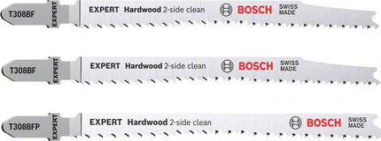 Bosch EXPERT Hardwood 2 side clean T 308 BF / BFP Stichsägeblatt Set 117 mm 3 tlg. ( 2608900549 ) Bi-Metall