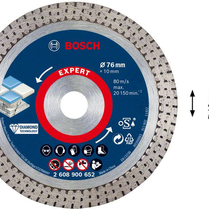 Diamentowa tarcza tnąca Bosch Expert Hard Ceramic 76 mm 76 x 1,5 x 10 mm ( 2608900652 ) Diamond Technology - następca 2608615020