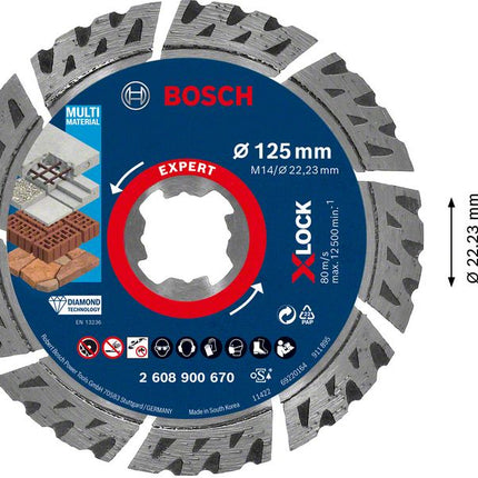 Bosch EXPERT Multi Material Diamant Trennscheibe 125 x 22,23 x 2,4 mm X-LOCK ( 2608900670 ) - Nachfolger von 2608615161 - Toolbrothers
