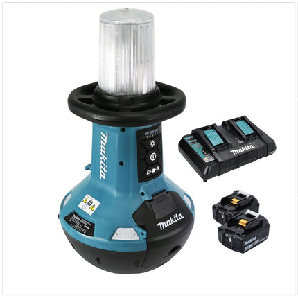 Akumulatorowy naświetlacz LED Makita DML 810 PF 18 / 36 V ( 2 x 18 V ) 5500 lm IP54 + 2x akumulator 3,0 Ah + podwójna ładowarka