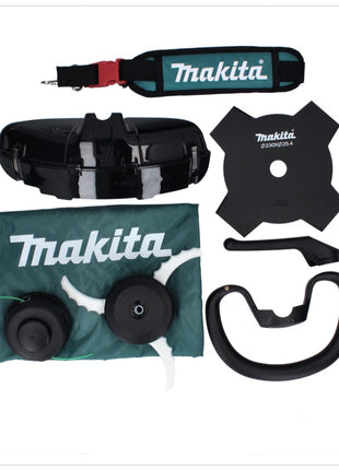 Makita UR 003 GD101 Akku Freischneider 40 V Brushless IPX4 + Akku 2,5 Ah + Ladegerät + Schultergurt + Messerkopf + Fadenkopf + Schlagmesser + Tasche