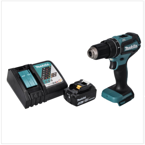 Makita DHP 485 RT1 akumulatorowa wiertarko-wkrętarka udarowa 18 V 50 Nm bezszczotkowa + 1x akumulator 5,0 Ah + ładowarka