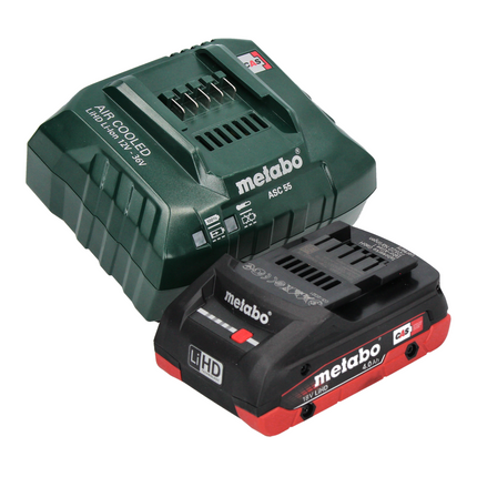 Metabo SB 18 LTX BL I Akumulatorowa wiertarko-wkrętarka udarowa 18 V 130 Nm bezszczotkowa + 1x akumulator 4,0 Ah + ładowarka + 32-częściowy zestaw bitów + metaBOX