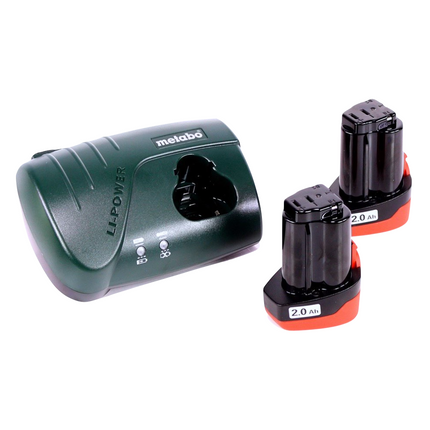 Metabo Power Maxx BS 10,8 Akku Bohrschrauber 10,8 V + 2x Akku 2,0 Ah + Ladegerät + 32 tlg. Bit Set + Koffer