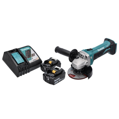 Makita DGA 452 RF Akku Winkelschleifer 18 V 115 mm + 2x Akku 3,0 Ah + Ladegerät