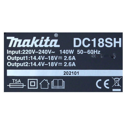 Makita DC 18 SH podwójna ładowarka 14,4 V - 18 V LXT 2,6 A prąd ładowania ( 199687-4 )