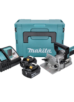 Makita DPJ 180 RFJ Akku Nutfräse 18 V 100 mm + 2x Akku 3,0 Ah + Ladegerät + Makpac - Toolbrothers