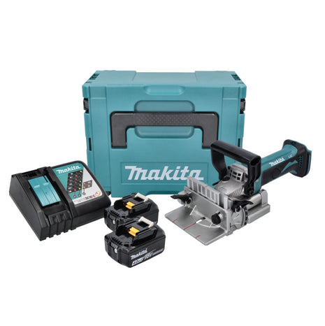 Makita DPJ 180 RMJ Akku Nutfräse 18 V 100 mm + 2x Akku 4,0 Ah + Ladegerät + Makpac - Toolbrothers