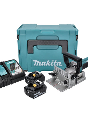 Makita DPJ 180 RTJ Akku Nutfräse 18 V 100 mm + 2x Akku 5,0 Ah + Ladegerät + Makpac - Toolbrothers