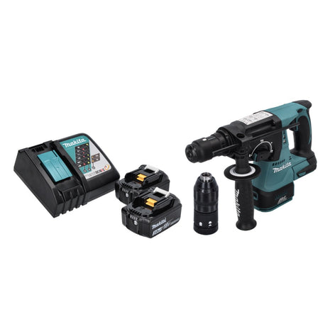 Taladro percutor inalámbrico Makita DHR 243 RF 18 V SDS plus sin escobillas + 2x baterías 3,0 Ah + cargador