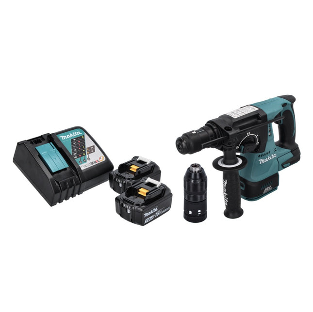 Makita DHR 243 RF akumulatorowa wiertarko-wkrętarka udarowa 18 V SDS plus bezszczotkowa + 2x akumulator 3,0 Ah + ładowarka