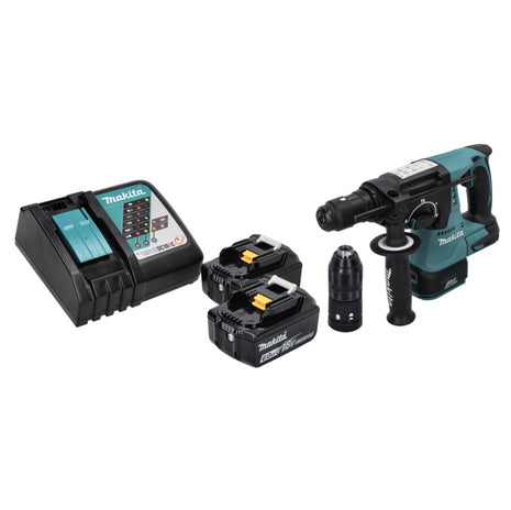 Taladro percutor inalámbrico Makita DHR 243 RG 18 V SDS plus sin escobillas + 2x baterías 6,0 Ah + cargador