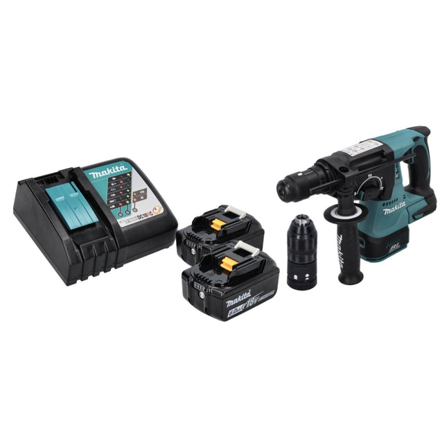 Makita DHR 243 RG akumulatorowa wiertarko-wkrętarka 18 V SDS plus bezszczotkowa + 2x akumulator 6,0 Ah + ładowarka