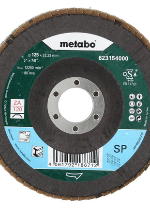 Metabo Lamellenschleifteller Fächerscheibe P120 125 mm 22,23 mm ( 20 x 623154000 ) für Winkelschleifer