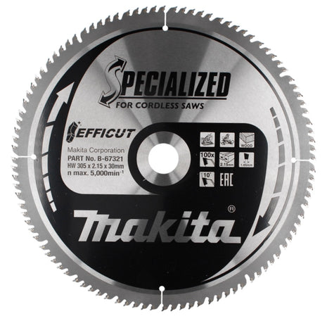 Makita CMSXF305100G SPECIALIZED EFFICUT Lame de scie pour bois 305 x 2,15 x 30 mm - 100 dents (B-67321)