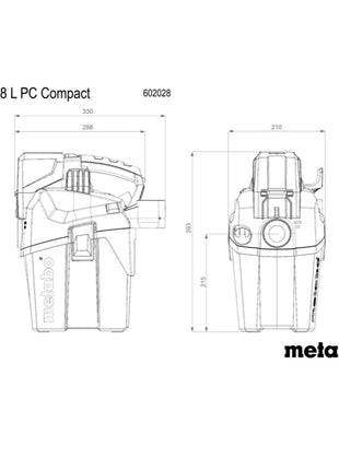 Metabo AS 18 L PC Aspirador de batería compacto 18 V 6 l IPX4 clase de polvo L (602028850) solo en seco y húmedo - sin batería, sin cargador