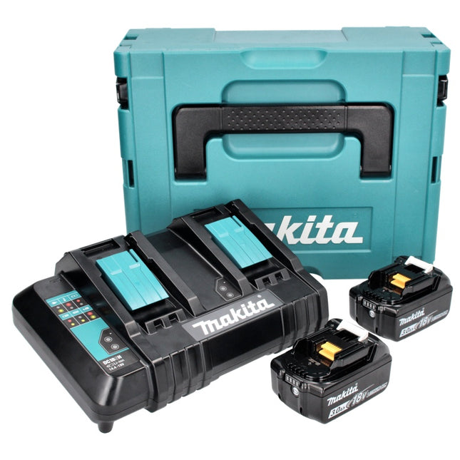 Zestaw Makita Power Source Kit 18 V z akumulatorem 2x BL 1830 B 3,0 Ah ( 197599-5 ) + podwójna ładowarka DC 18 SH ( 199687-4 ) + Makpac