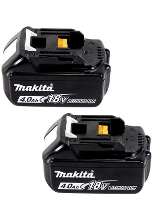 Kit de fuente de alimentación Makita de 18 V con 2 baterías BL 1840 B de 4,0 Ah (197265-4) + cargador doble DC 18 SH (199687-4)