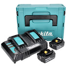 Zestaw Makita Power Source Kit 18 V z akumulatorem 2x BL 1850 B 5,0 Ah ( 197280-8 ) + podwójna ładowarka DC 18 SH ( 199687-4 ) + Makpac