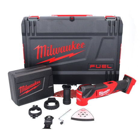 Milwaukee M18 FMT-0X FUEL multiherramienta a batería 18 V sin escobillas (4933478491) + set de accesorios 7 piezas + caja HD - sin batería, sin cargador