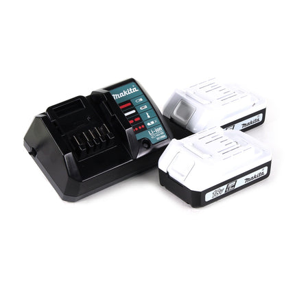 Akumulatorowa wiertarko-wkrętarka udarowa Makita HP 457 DWE seria G 18 V 42 Nm w walizce + akumulatorowe nożyce do żywopłotu UH 522 DZ 52 cm + 2x akumulator 1,5 Ah + ładowarka