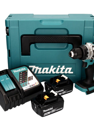 Makita DDF 486 RGJ taladro atornillador inalámbrico 18 V 130 Nm sin escobillas + 2 baterías 6,0 Ah + cargador + Makpac