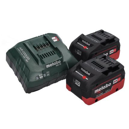 Metabo AS 18 HEPA PC Compact Akku Sauger 18 V 6 l Nass und Trocken Sauger mit Blasfunktion + 2x Akku 5,5 Ah + Ladegerät + 5x Filterbeutel