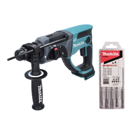 Martillo combinado a batería Makita DHR 202 Z 18 V 2,0 J SDS Plus + juego de taladro de 5 piezas - sin batería, sin cargador