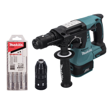 Makita DHR 243 Z Marteau perforateur sans fil 18 V 2,0 J SDS plus Brushless + 5 pces. set de forets - sans batterie, sans chargeur