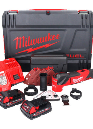 Milwaukee M18 FMT-202X FUEL Akku Multitool 18 V Brushless + 2x Akku 2,0 Ah + Ladegerät + 7 tlg. Zubehör Set + HD Box