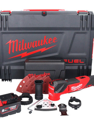 Milwaukee M18 FMT-501X FUEL multiherramienta a batería 18 V sin escobillas + 1x batería 5.0 Ah + set de accesorios 7 piezas + caja HD - sin cargador