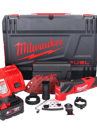 Milwaukee M18 FMT-501X FUEL multiherramienta a batería 18 V sin escobillas + 1x batería 5.0 Ah + cargador + set de accesorios 7 piezas + caja HD