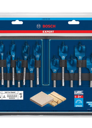 Bosch EXPERT SelfCut Speed Flachfräsbohrer Set 10 - 32 mm 13 tlg. ( 2608900336 ) für Holz - Nachfolger von 2608587010