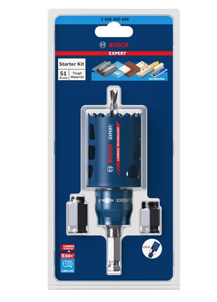 Bosch EXPERT Juego básico de sierra perforadora para materiales resistentes, 51 x 60 mm, carburo (2608900449), universal, sucesor de 2608594252