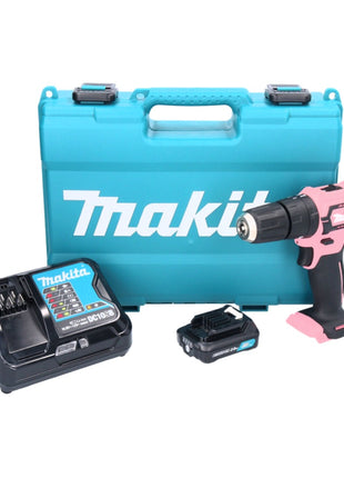 Makita HP 333 DSAP taladro percutor inalámbrico 12 V 30 Nm rosa + 1x batería 2,0 Ah + cargador + estuche