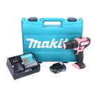 Makita HP 333 DSAP taladro percutor inalámbrico 12 V 30 Nm rosa + 1x batería 2,0 Ah + cargador + estuche